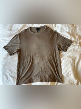 Mens H&M brown ribbed short sleeve t shirt XL